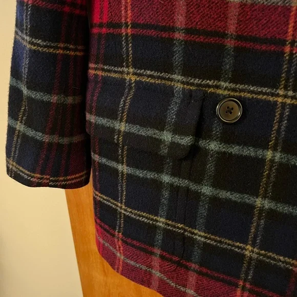 Ralph By Ralph Lauren 100% Wool Coat Double Breasted Red Navy Vintage 90s Large - Picture 7 of 13